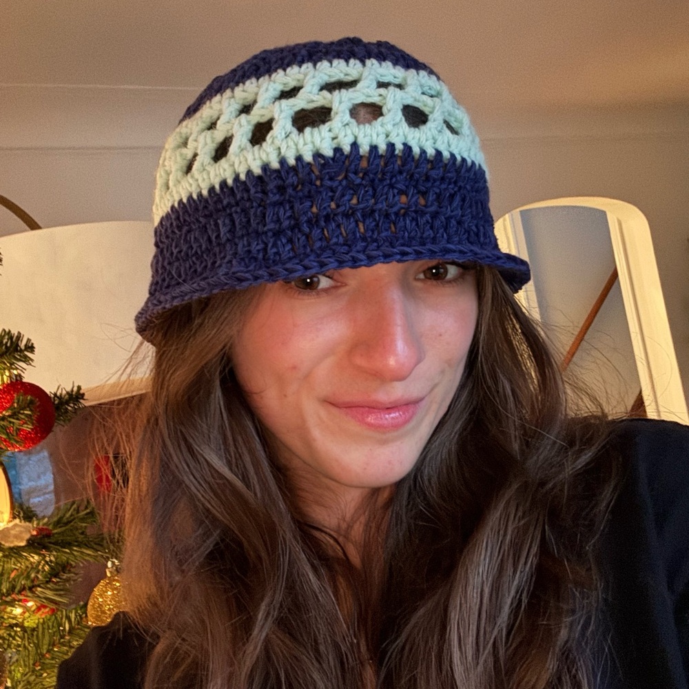 Handmade crochet bucket hat!